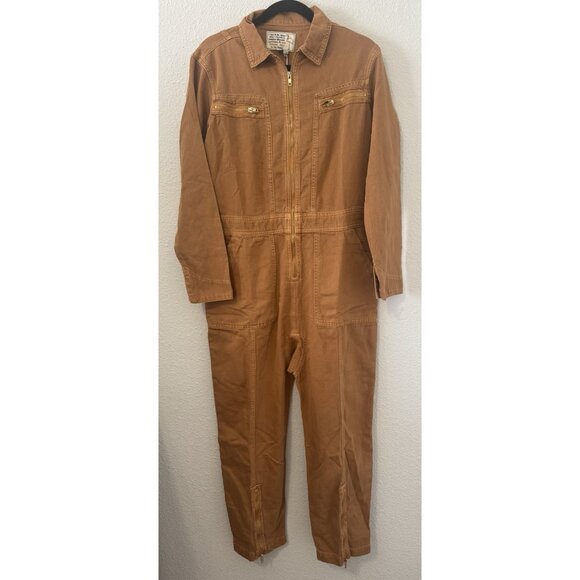 Free People x Sandrine Rose denim Jumpsuit In Burnt Orange Size Small NWT - Picture 3 of 11